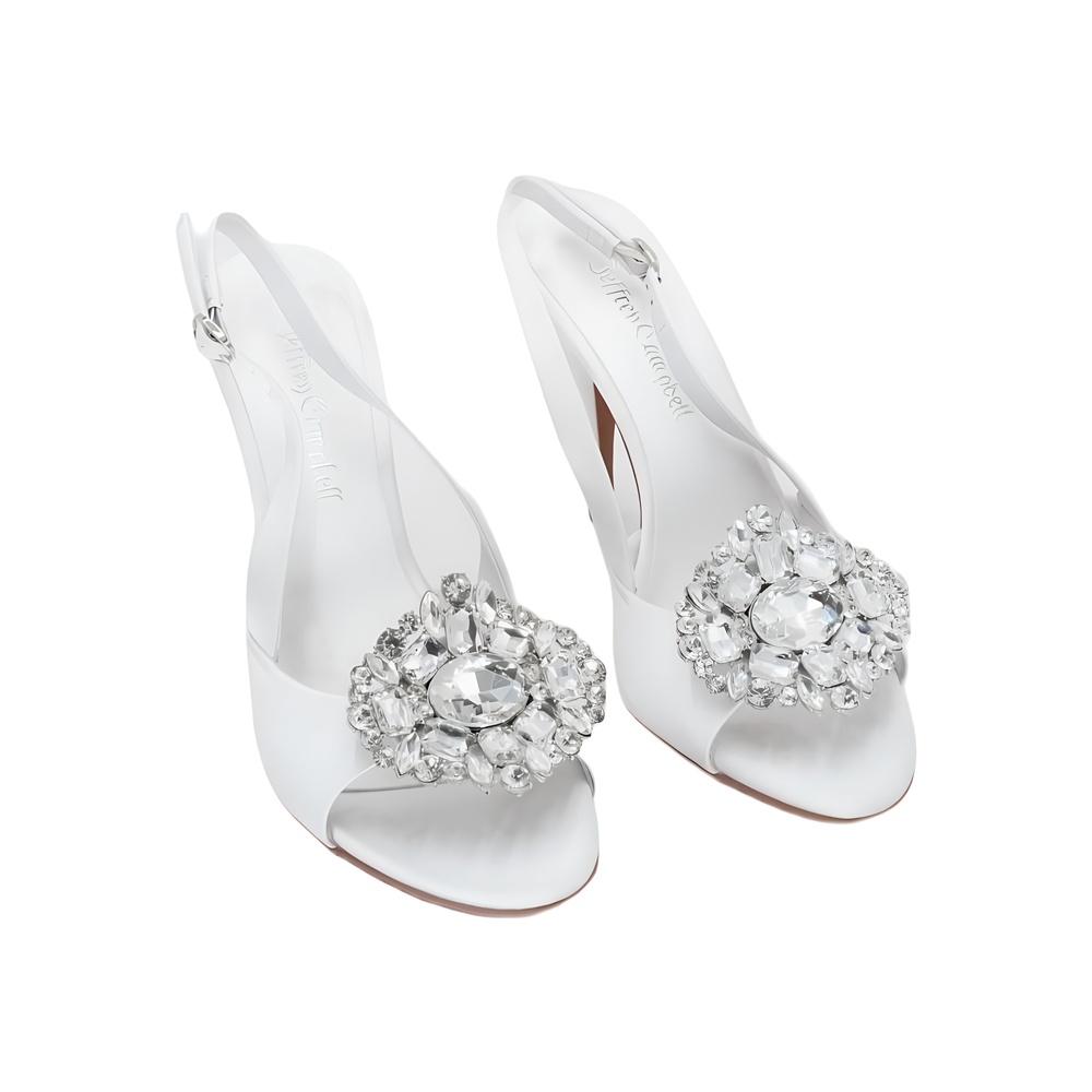 Jeffrey Campbell Triomphe Crystal Embellished Slingback Sandal White Size 7M
